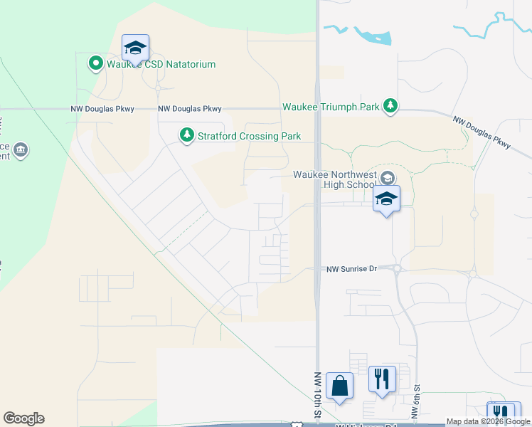 map of restaurants, bars, coffee shops, grocery stores, and more near 28121 U Avenue in Waukee
