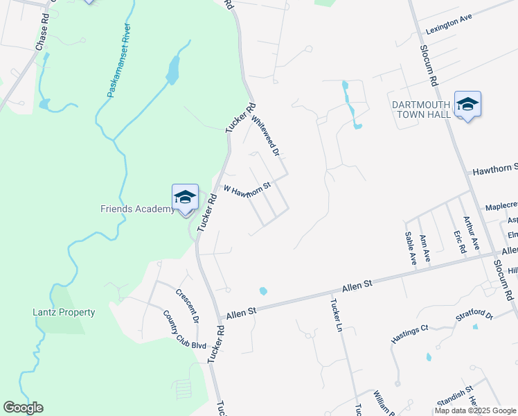 map of restaurants, bars, coffee shops, grocery stores, and more near 12 Woodlawn Road in Dartmouth