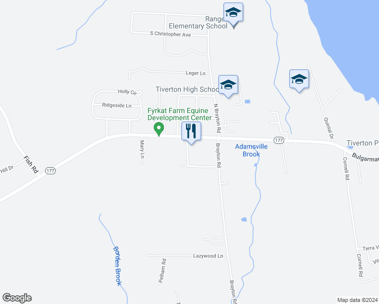 map of restaurants, bars, coffee shops, grocery stores, and more near in Tiverton