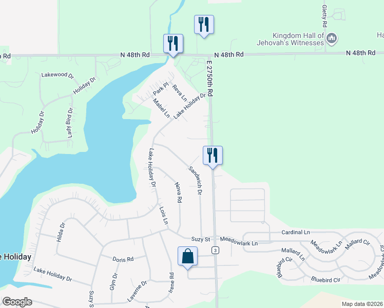 map of restaurants, bars, coffee shops, grocery stores, and more near 1385 Zaza Court in Sandwich