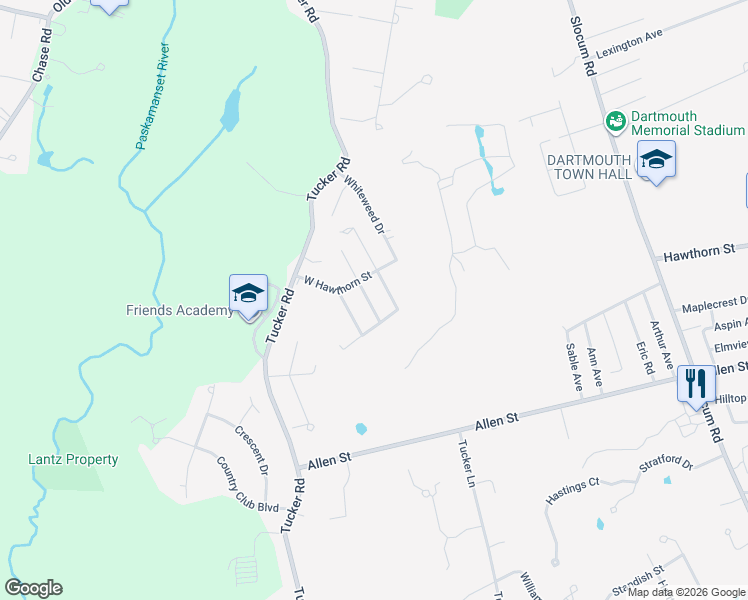map of restaurants, bars, coffee shops, grocery stores, and more near 12 Skyline Drive in Dartmouth