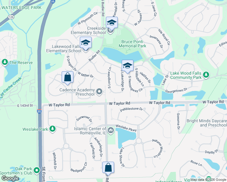 map of restaurants, bars, coffee shops, grocery stores, and more near 21944 West Lathrop Court in Plainfield