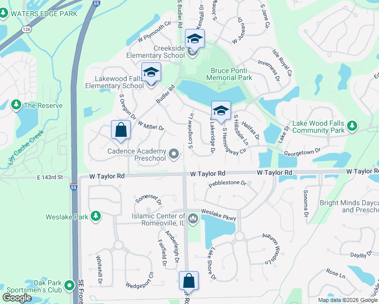 map of restaurants, bars, coffee shops, grocery stores, and more near 21944 West Lathrop Court in Plainfield