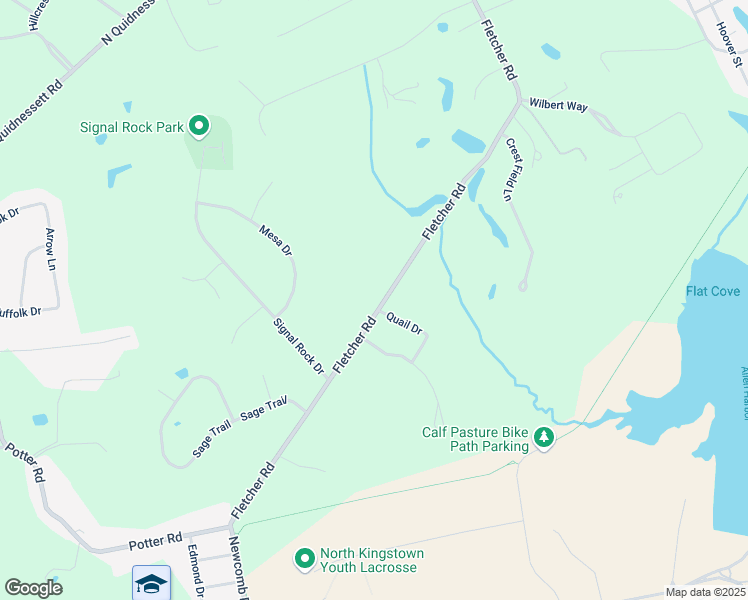 map of restaurants, bars, coffee shops, grocery stores, and more near 575 Fletcher Road in North Kingstown