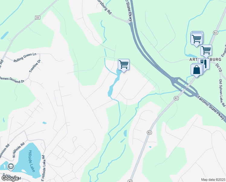 map of restaurants, bars, coffee shops, grocery stores, and more near 48 Loganberry Court in Hopewell Junction