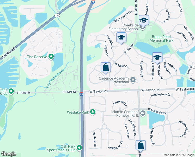 map of restaurants, bars, coffee shops, grocery stores, and more near 22245 West Natchez Court in Plainfield