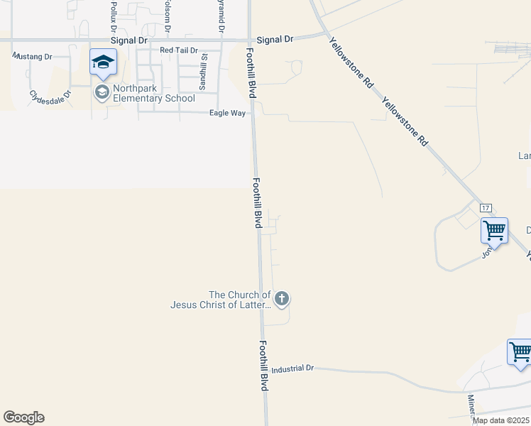 map of restaurants, bars, coffee shops, grocery stores, and more near Foothill Boulevard in Rock Springs