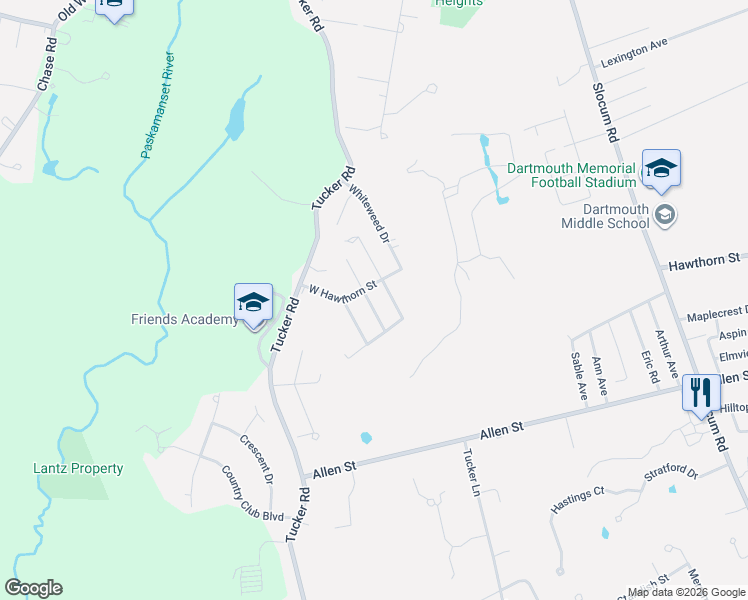 map of restaurants, bars, coffee shops, grocery stores, and more near 12 Skyline Drive in Dartmouth