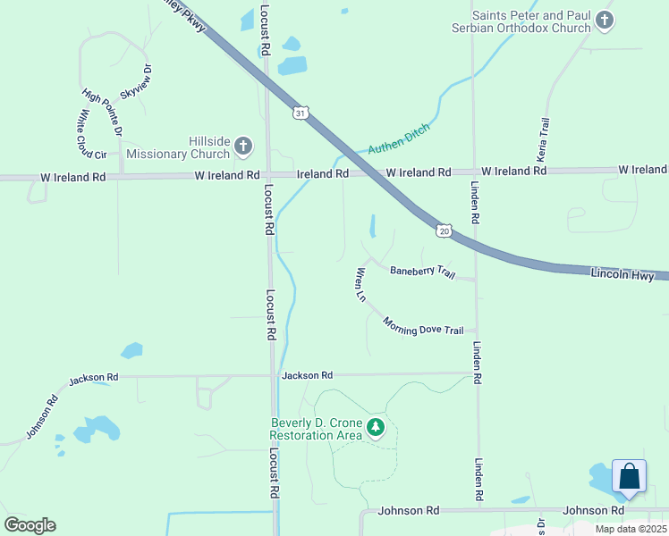 map of restaurants, bars, coffee shops, grocery stores, and more near 21360 Ireland Road in South Bend