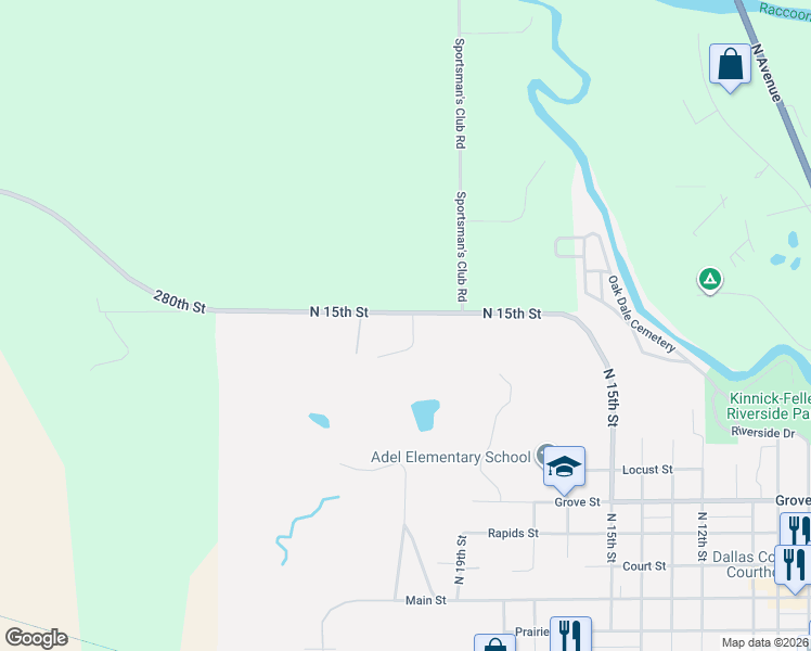 map of restaurants, bars, coffee shops, grocery stores, and more near 13 Sunset Circle in Adel