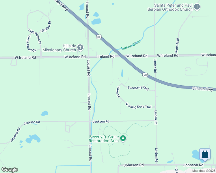 map of restaurants, bars, coffee shops, grocery stores, and more near 21360 Ireland Road in South Bend