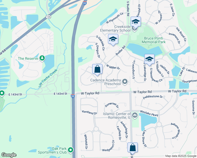map of restaurants, bars, coffee shops, grocery stores, and more near 22200 West Niagara Trail in Plainfield
