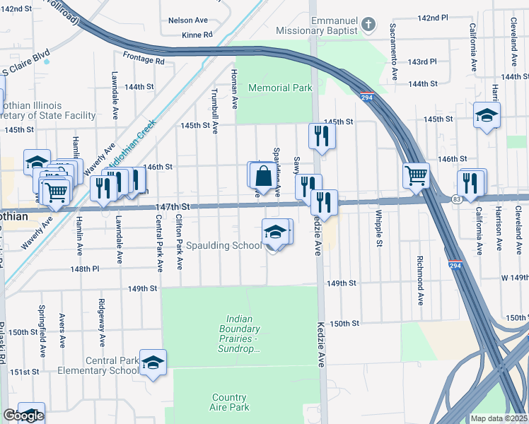 map of restaurants, bars, coffee shops, grocery stores, and more near 14720 Turner Avenue in Midlothian