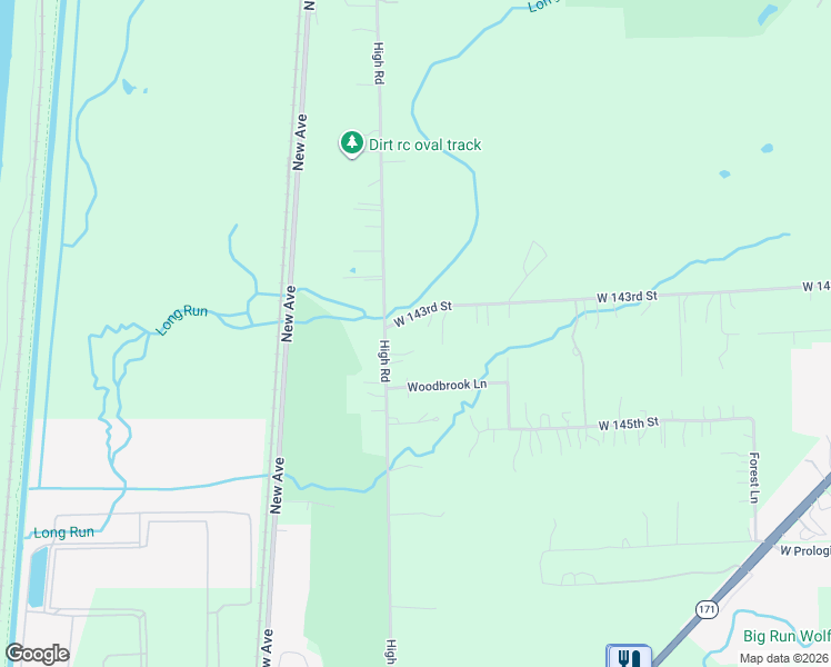 map of restaurants, bars, coffee shops, grocery stores, and more near 14357 High Road in Lockport