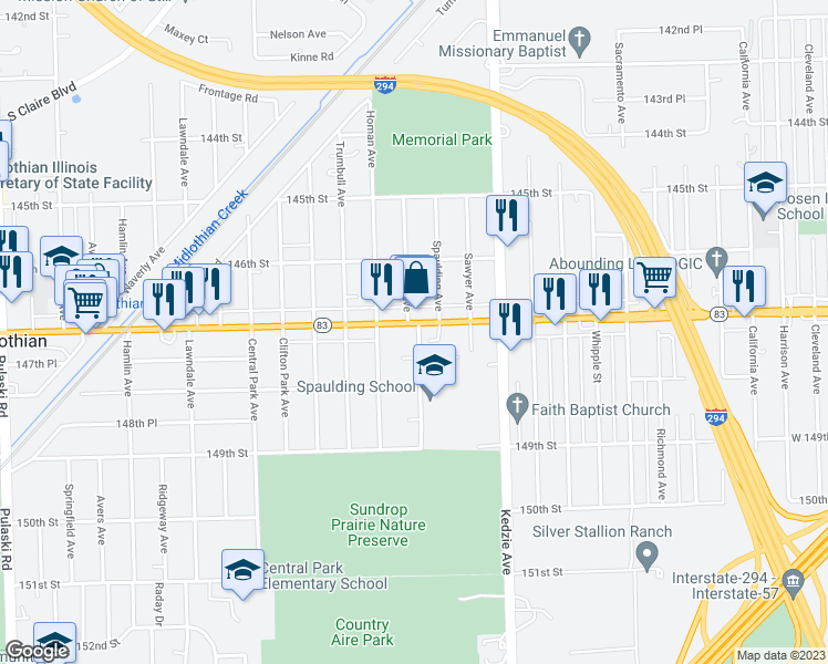 map of restaurants, bars, coffee shops, grocery stores, and more near 14700 Turner Avenue in Midlothian