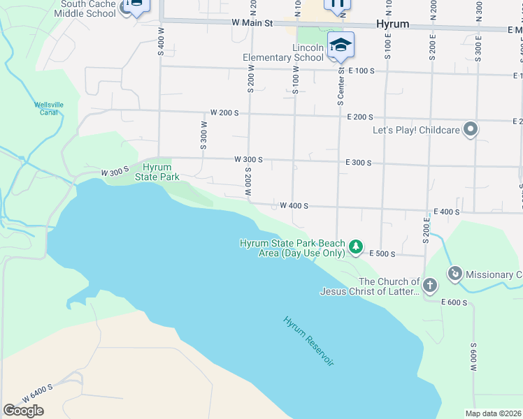 map of restaurants, bars, coffee shops, grocery stores, and more near 181 West 400 South in Hyrum