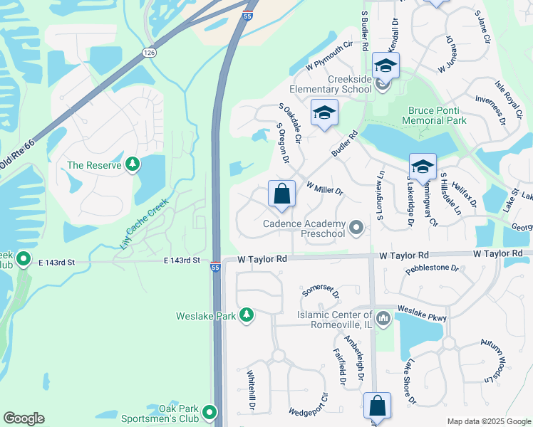 map of restaurants, bars, coffee shops, grocery stores, and more near 22247 West Natchez Court in Plainfield