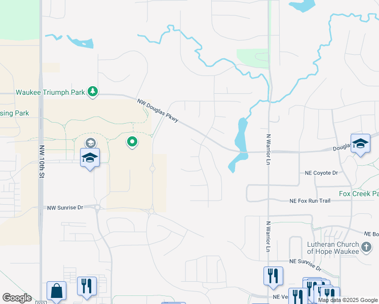 map of restaurants, bars, coffee shops, grocery stores, and more near Walnut Lane in Waukee