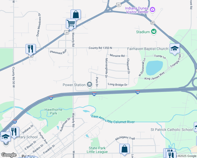 map of restaurants, bars, coffee shops, grocery stores, and more near 835-933 Coffee Creek Road in Chesterton