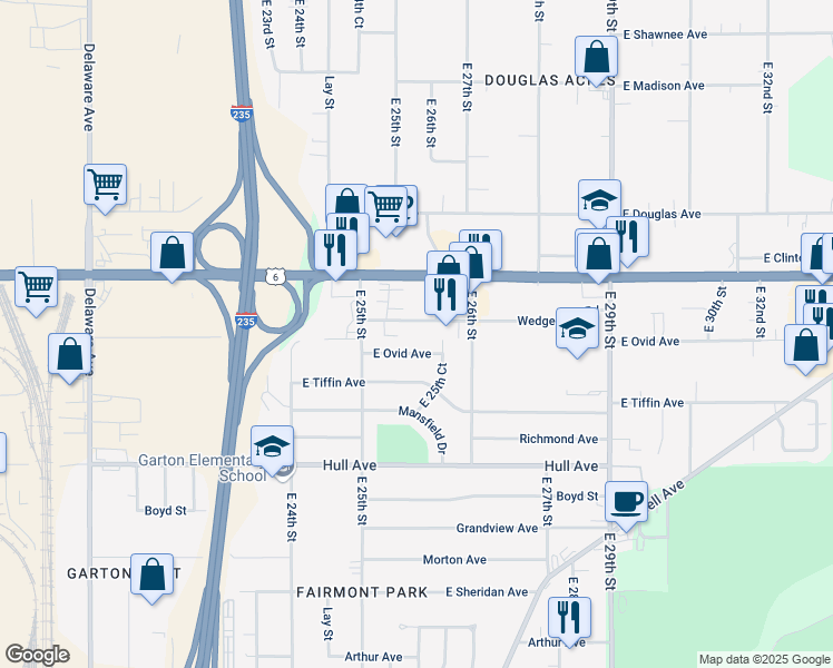 map of restaurants, bars, coffee shops, grocery stores, and more near 2557 Wedgewood Road in Des Moines