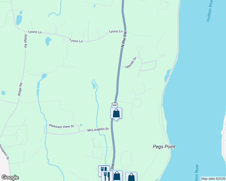 map of restaurants, bars, coffee shops, grocery stores, and more near 1545 Route 9w in Marlboro