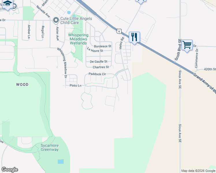 map of restaurants, bars, coffee shops, grocery stores, and more near 251 Morgan Court in Iowa City