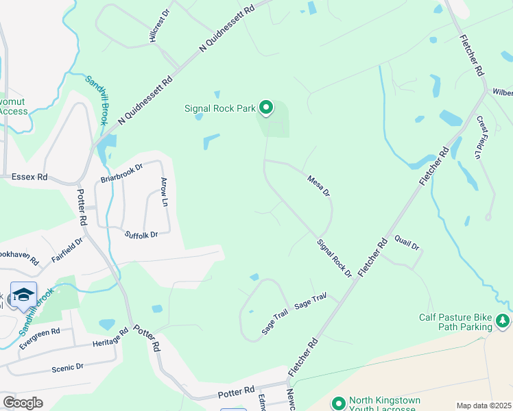map of restaurants, bars, coffee shops, grocery stores, and more near 45 Yellowstone Drive in North Kingstown