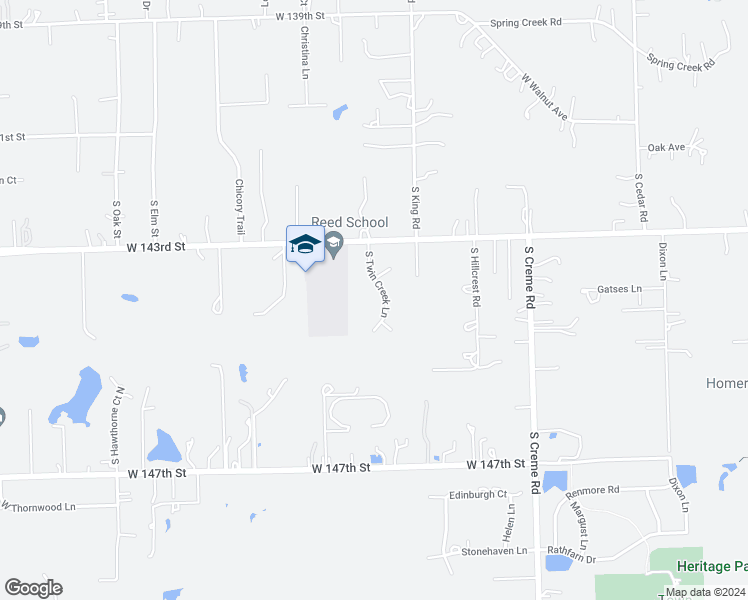 map of restaurants, bars, coffee shops, grocery stores, and more near 14404 South Twin Creek Lane in Lockport