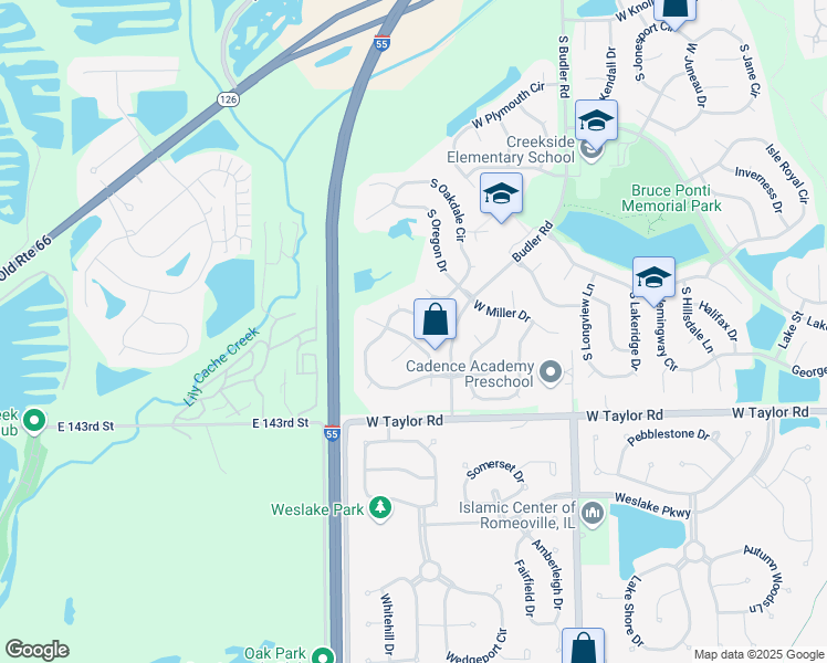 map of restaurants, bars, coffee shops, grocery stores, and more near 22241 West Norwich Lane in Plainfield