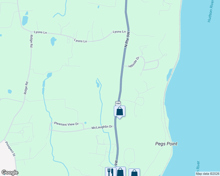 map of restaurants, bars, coffee shops, grocery stores, and more near 1545 Route 9W in Marlboro