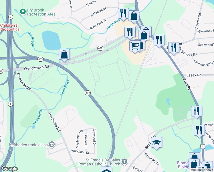 map of restaurants, bars, coffee shops, grocery stores, and more near 220 Frenchtown Road in North Kingstown