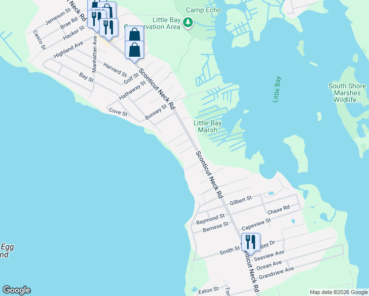map of restaurants, bars, coffee shops, grocery stores, and more near 14 Moravia Avenue in Fairhaven