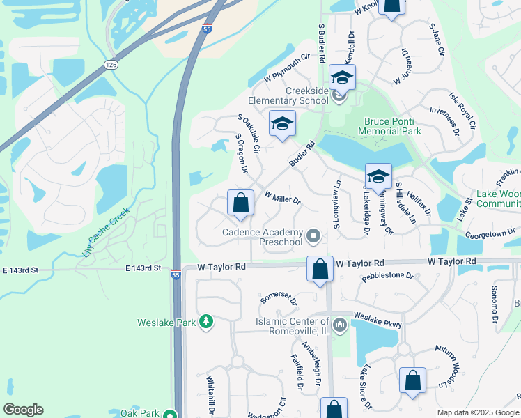 map of restaurants, bars, coffee shops, grocery stores, and more near 14140 South Manistee Court in Plainfield