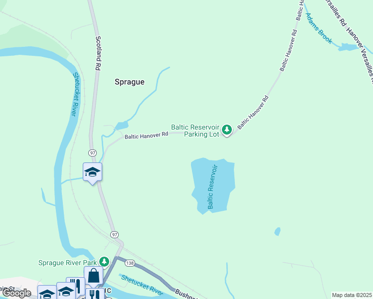 map of restaurants, bars, coffee shops, grocery stores, and more near Baltic Hanover Road in Sprague