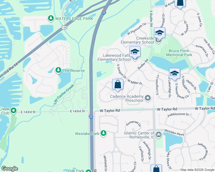 map of restaurants, bars, coffee shops, grocery stores, and more near 22241 West Norwich Lane in Plainfield