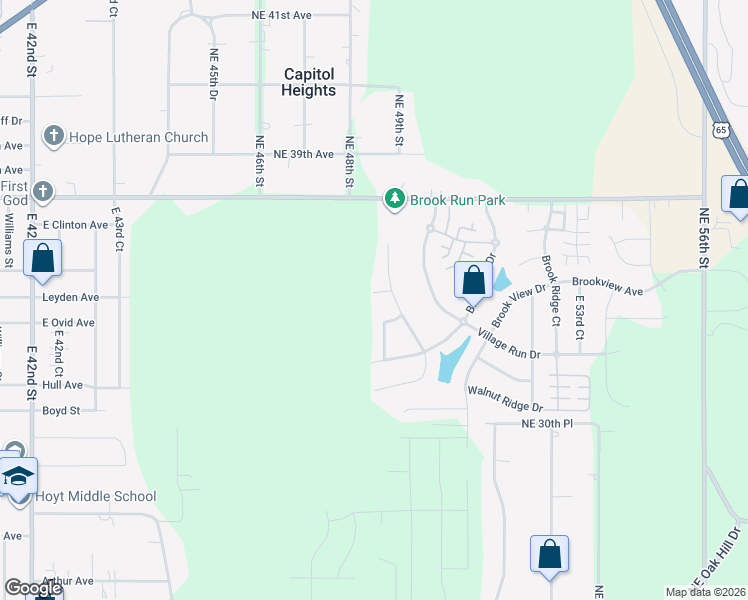 map of restaurants, bars, coffee shops, grocery stores, and more near 4851 East Ovid Avenue in Des Moines
