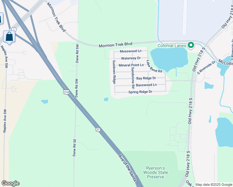 map of restaurants, bars, coffee shops, grocery stores, and more near 953-999 Spring Ridge Drive in Iowa City