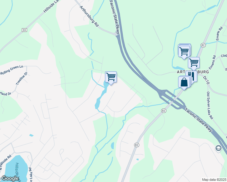 map of restaurants, bars, coffee shops, grocery stores, and more near 72 Loganberry Court in Hopewell Junction