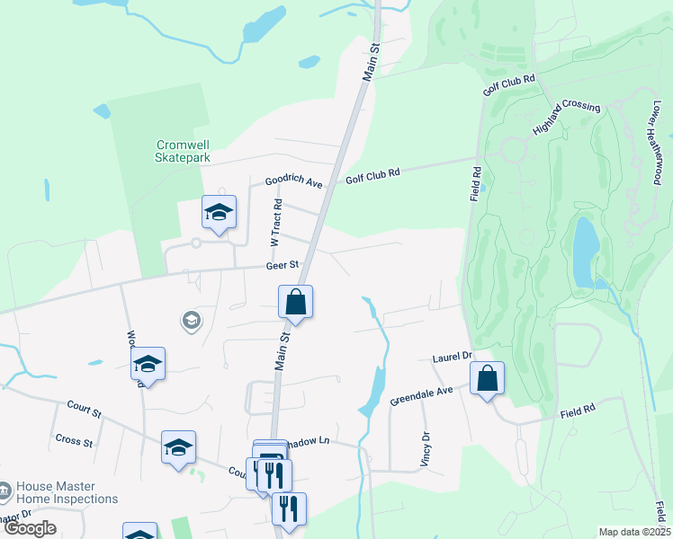 map of restaurants, bars, coffee shops, grocery stores, and more near 4 Marlon Place in Cromwell