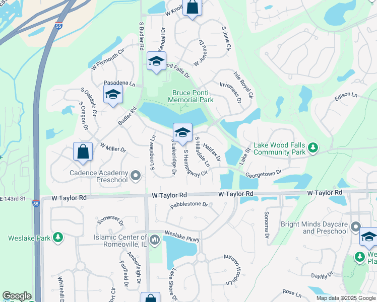 map of restaurants, bars, coffee shops, grocery stores, and more near 14137 South Hemingway Circle in Plainfield