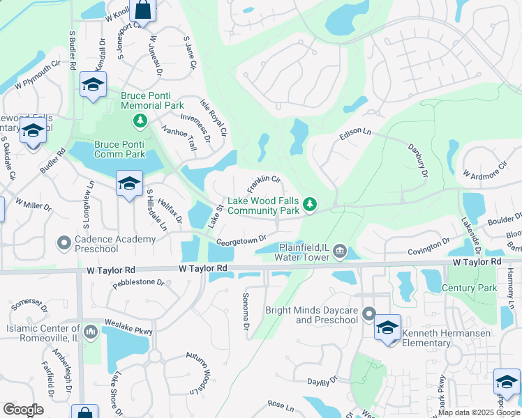 map of restaurants, bars, coffee shops, grocery stores, and more near 14136 Faulkner Court in Plainfield