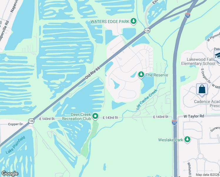 map of restaurants, bars, coffee shops, grocery stores, and more near 22719 Bass Lake Road in Plainfield