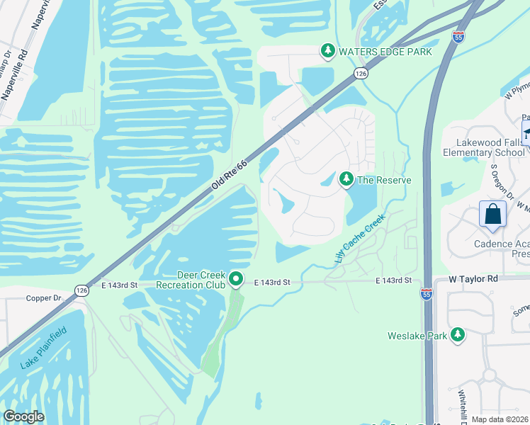map of restaurants, bars, coffee shops, grocery stores, and more near 22719 Bass Lake Road in Plainfield