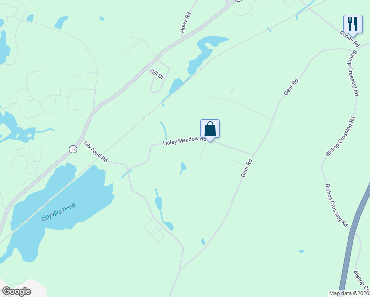 map of restaurants, bars, coffee shops, grocery stores, and more near 20 Haley Meadow Road in Griswold
