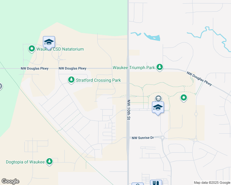 map of restaurants, bars, coffee shops, grocery stores, and more near 28121 U Avenue in Waukee