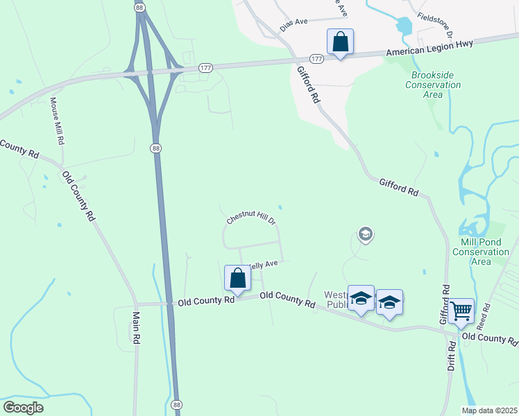 map of restaurants, bars, coffee shops, grocery stores, and more near 23 Chestnut Hill Drive in Westport