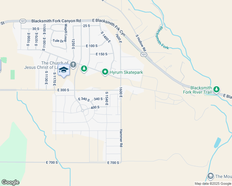 map of restaurants, bars, coffee shops, grocery stores, and more near 1573 East 320 South in Hyrum