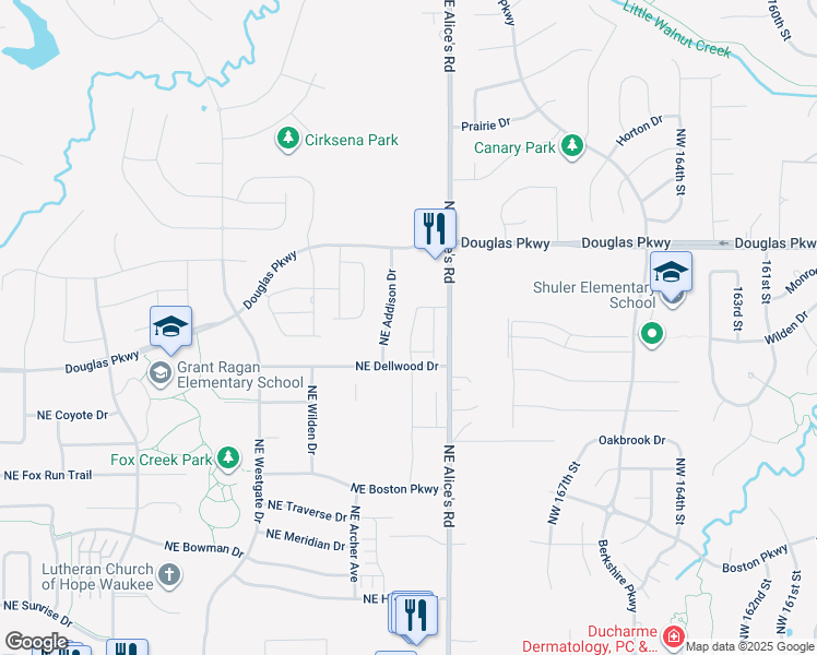 map of restaurants, bars, coffee shops, grocery stores, and more near 750 Northeast Addison Drive in Waukee