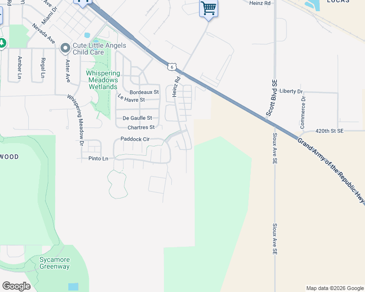 map of restaurants, bars, coffee shops, grocery stores, and more near 2969 Heinz Road in Iowa City