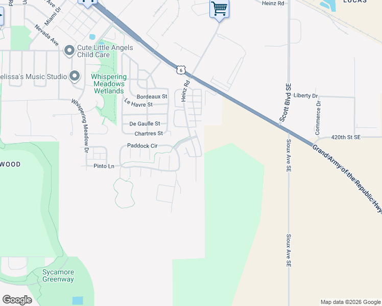 map of restaurants, bars, coffee shops, grocery stores, and more near 2969 Heinz Road in Iowa City